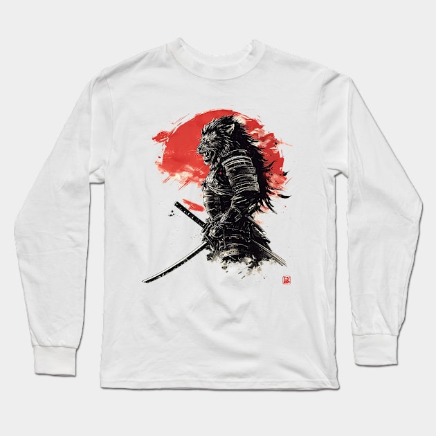 samurai lion Long Sleeve T-Shirt by enzo studios